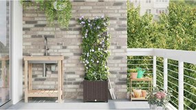 vidaXL Γλάστρα Κήπου Καφέ 40 x 40 x 142 cm PP