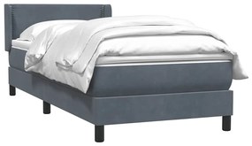 vidaXL Κρεβάτι Boxspring με Στρώμα Σκούρο Γκρι 90x220 εκ. Βελούδινο