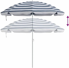 vidaXL Ομπρέλα ηλίου Μπλε και άσπρο 161 x 161 x 193 εκ Πολυεστέρας