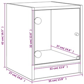 Κομοδίνο με Γυάλινη Πόρτα Sonoma Δρυς 35x37x42 εκ. - Καφέ