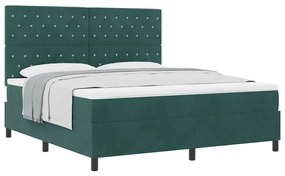 vidaXL Κρεβάτι με ελατήρια Σκούρο πράσινο 180 x 200 cm Βελούδο