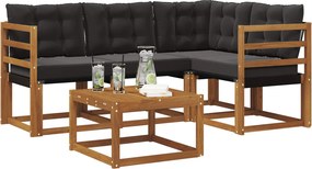 vidaXL Σειρά Καναπέ Εξωτερικού 5 pcs Φυσικό και Μαύρο