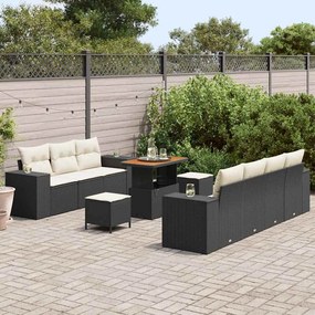 vidaXL Σετ Καναπέ Κήπου 10 pcs Μαύρο συνθετικό ρατάν