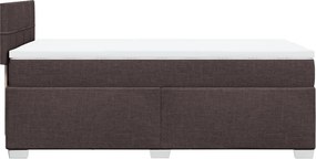 vidaXL Κρεβάτι Boxspring με Στρώμα Σκούρο Καφέ 100x200 εκ. Υφασμάτινο