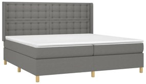 vidaXL Κρεβάτι Boxspring με Στρώμα Σκούρο Γκρι 200x200 εκ. Υφασμάτινο