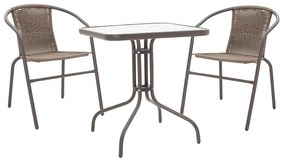 Intrahome Τραπεζαρία CARPATHIANRA-Obbi σετ 3τεμ Intrahome pe καφέ-μέταλλο 70x70x70εκ | SKU: INTRAPA-241111153