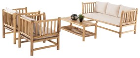 Σετ Κήπου Σαλόνι EDDARD 4 τεμ Μασίφ Ξύλο TEAK Φυσικό - Λευκό