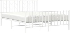 vidaXL Πλαίσιο Κρεβατιού με Κεφαλάρι/Ποδαρικό Λευκό 140x190εκ. Μέταλλο