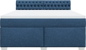 vidaXL Κρεβάτι Boxspring με Στρώμα Μπλε 180x200 εκ. Υφασμάτινο