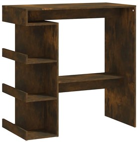 vidaXL Τραπέζι Μπαρ με Ράφια Καπνιστή Δρυς 100x50x101,5 εκ. Επεξ. Ξύλο