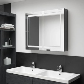 vidaXL Καθρέφτης Μπάνιου με Ντουλάπι &amp; LED Λαμπερό Γκρι 80x12x68 εκ.