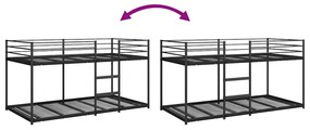 Κουκέτα χωρίς στρώμα Μαύρο 100x190 cm Ατσάλι - Μαύρο