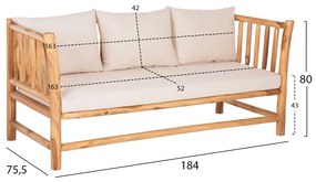 ΣΕΤ ΣΑΛΟΝΙ 4 ΤΜΧ HM9340 ΑΠΟ ΜΑΣΙΦ ΞΥΛΟ TEAK ΦΥΣΙΚΟ - ΛΕΥΚΟ (1 Τεμμάχια)