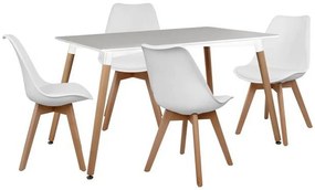 Τραπεζαρία HM10193.01 (Σετ 5τμχ) Τραπέζι Minimal 120x80x73cm Και Καρέκλες Vegas White Four Seater