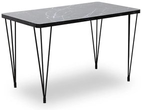 Σετ τραπεζαρία 5τμχ Roger - Kevin Megapap Mdf - ύφασμα χρώμα μαύρο εφέ μαρμάρου - γκρι 120x70x75εκ.