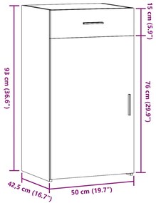 Μπουφές Καφέ Δρυς 50x42,5x93 εκ. από Επεξεργασμένο Ξύλο - Καφέ
