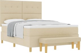 vidaXL Κρεβάτι με ελατήρια με κεφαλάρι Κρεμ 140 x 190 cm ύφασμα