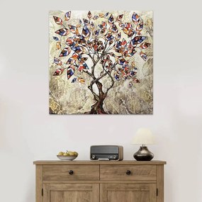 Πίνακας σε καμβά &quot;Tree And Leaves&quot; Megapap ψηφιακής εκτύπωσης 100x100x3εκ.