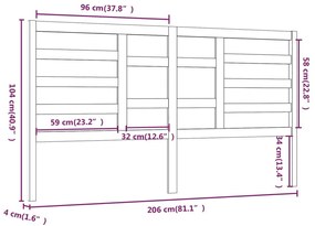 Κεφαλάρι Κρεβατιού Μελί 206x4x104 εκ. από Μασίφ Ξύλο Πεύκου - Καφέ