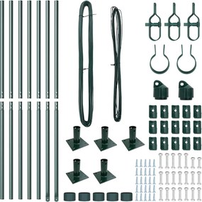 vidaXL Στύλος Περιφράξεων 7 pcs Πράσινο Ατσάλι