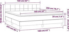 vidaXL Κρεβάτι Boxspring με Στρώμα Μπλε 160x200 εκ. Υφασμάτινο