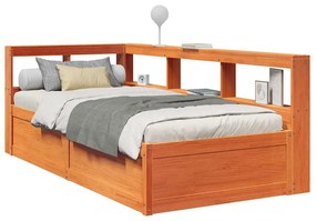 Κρεβάτι Βιβλιοθήκη Χωρίς Στρώμα 90x200 εκ. Μασίφ Ξύλο Πεύκου