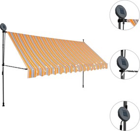 vidaXL Τέντα Συρόμενη Χειροκίνητη με LED Κίτρινη / Μπλε 400 εκ.