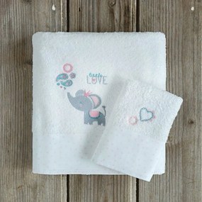 Πετσέτες Παιδικές Little Love (Σετ 2τμχ) Grey-Pink Nima Σετ Πετσέτες 70x140cm 100% Βαμβάκι