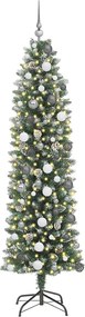 vidaXL Τεχνητό Λεπτό Χριστουγεννιάτικο Δέντρο Πράσινο και Λευκό 210 cm