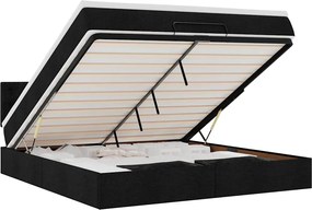 vidaXL Οθωμανικό κρεβάτι με στρώμα Μαύρο 180x200cm Ύφασμα