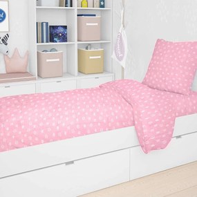 Παπλωματοθήκη Παιδική Εμπριμέ Princess 47 Pink DimCol Μονό 160x240cm 100% Βαμβάκι