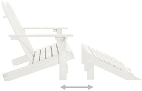 Καρέκλα Κήπου Adirondack Διθέσια Λευκή Ξύλο Ελάτης &amp; Υποπόδιο - Λευκό