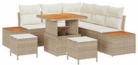vidaXL Σετ Καναπέ Κήπου με μαξιλάρι 8 pcs Μπεζ Πολυ ράταν