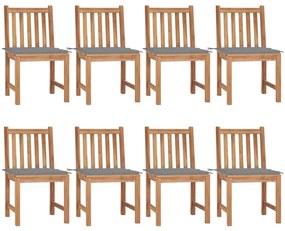 Καρέκλες Κήπου 8 Τεμαχίων από Μασίφ Ξύλο Teak με Μαξιλάρια