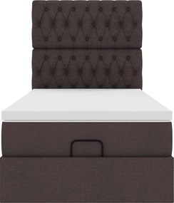 vidaXL Οθωμανικό κρεβάτι με στρώμα σκούρο καφέ 90x200cm ύφασμα