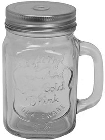Ποτήρι Με Λαβή &amp; Inox Καπάκι 00.03.3319 400ml Γυάλινο Clear Glass