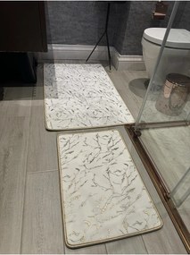 Stewehome Σετ 2 τεμαχίων μπανμπού χαλιών μπάνιου με αντιολισθητική δερμάτινη βάση και ψηφιακή εκτύπωση 60x100x6 cm