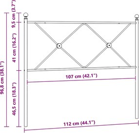vidaXL Ανταλλακτικό κεφαλάρι Λευκό 107 εκ. Μεταλλικό