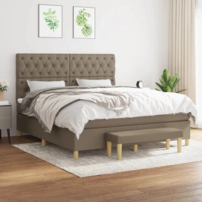 vidaXL Κρεβάτι Boxspring με Στρώμα Taupe 160x200 εκ. Υφασμάτινο