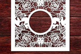 Σετ των 2 Intra απο ξύλο plywood 3mm-4mm πάχος – Πλαίσιο Floral Cut Paper Cut 1510 Δίασταση 20x20 cm INTRAFABR-117685363