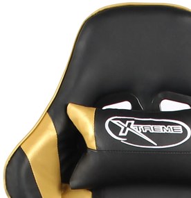 vidaXL Καρέκλα Gaming Περιστρεφόμενη με Υποπόδιο Χρυσή PVC