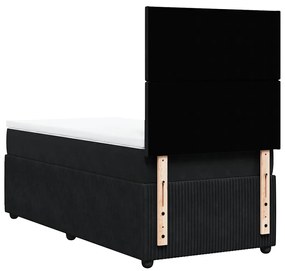 vidaXL Κρεβάτι Boxspring με Στρώμα Μαύρο 100x200 εκ. Βελούδινο