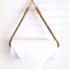 Κρεμάστρα Χαρτοθήκη HM9072 Με Βάση 12x45x3cm Natural Rope, Metal
