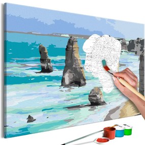 Πίνακας ζωγραφικής με αριθμούς Βράχοι στη θάλασσα - 60x40