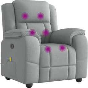 vidaXL Πολυθρόνα Μασάζ Ανακλινόμενη Ανοιχτό Γκρι Υφασμάτινη
