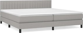 vidaXL Κρεβάτι Boxspring με Στρώμα Ανοιχτό Γκρι 200x200 εκ. Υφασμάτινο