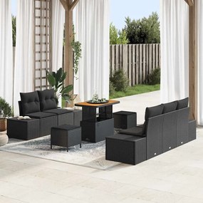 vidaXL Σετ Καναπέ Κήπου με μαξιλάρι 8 pcs Μαύρο 90 x 55 x 71 cm