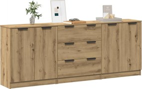 vidaXL Μπουφές 3 τμχ Δρυς τεχνίτης 60x30x70 cm Επεξεργασμένο ξύλο