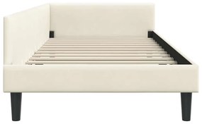vidaXL Πλαϊνό Κρεβάτι Κρεμ 90 x 190 cm Βελούδο και Στιβαρή ξυλεία