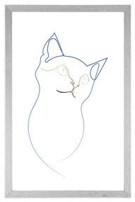 Αφίσα με πασπαρτού Χρωματιστές γραμμές της γάτας - 40x60 black